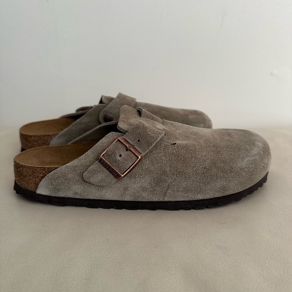 Birkenstock Boston Soft Footbed Suede Leather Taupe Narrow Sz EU 41/ W10M8 NWOB - Picture 4 of 8
